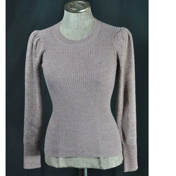Rebecca Taylor Copper Metallic Wool Alpaca Ribbed Sweater - XS - Picture 1 of 4
